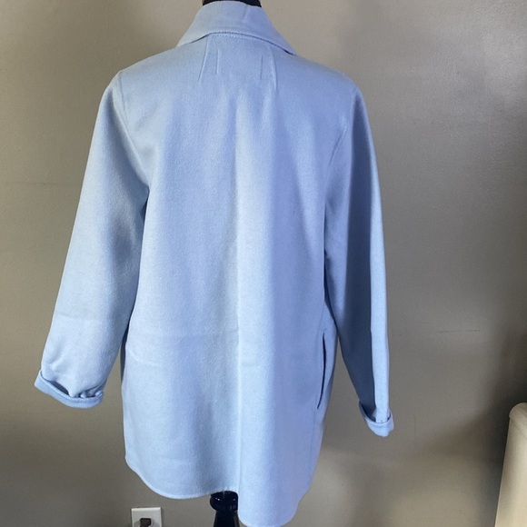Rachel Zoe Light Blue Wool Blend Open Front Jacket Coat Lightweight Sz L NWT - Picture 5 of 9